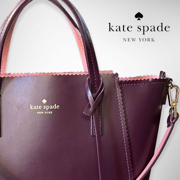 New Kate Spade Turner Road Small Loryn Satchel Crossbody Deep Plum & Pink $348 - Picture 2 of 16